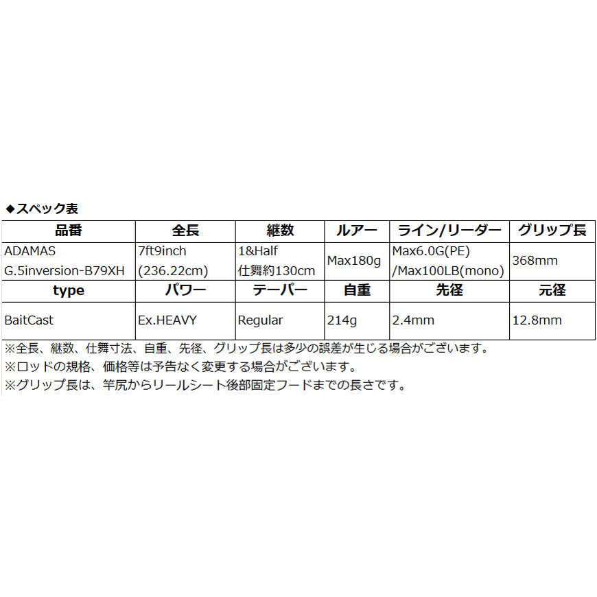 ビッグベイトロッド(4ozクラス) ADAMAS G.5inversion-B79XH