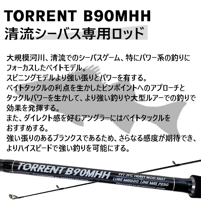 清流シーバスロッド TORRENT B90MH/H