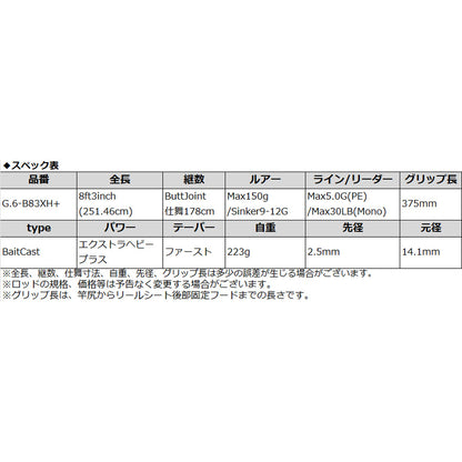バスロッド ADAMAS G.6-B83XH+