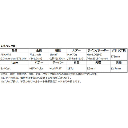 バスロッド ADAMAS G.3inversion-B711H+